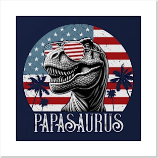 Papasaurus Rex Patriotic Posters and Art